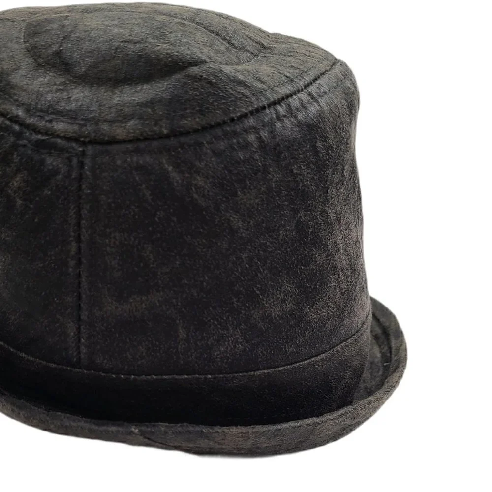 Vintage Stone Charcoal Gray Fedora Bucket Hat